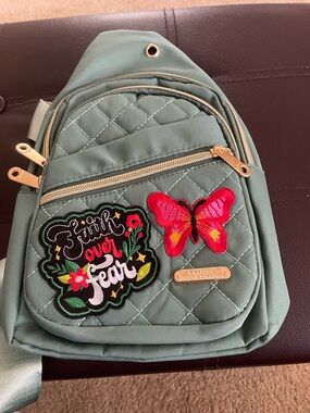 Quilted Mini Backpack with Embroidered Butterfly & Patch